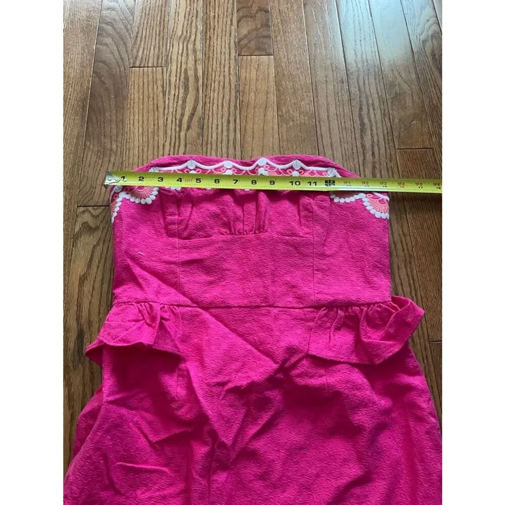 Lilly Pulitzer Pink Embroidered Strapless Dress Women’s Sz 4 - Picture 6 of 11